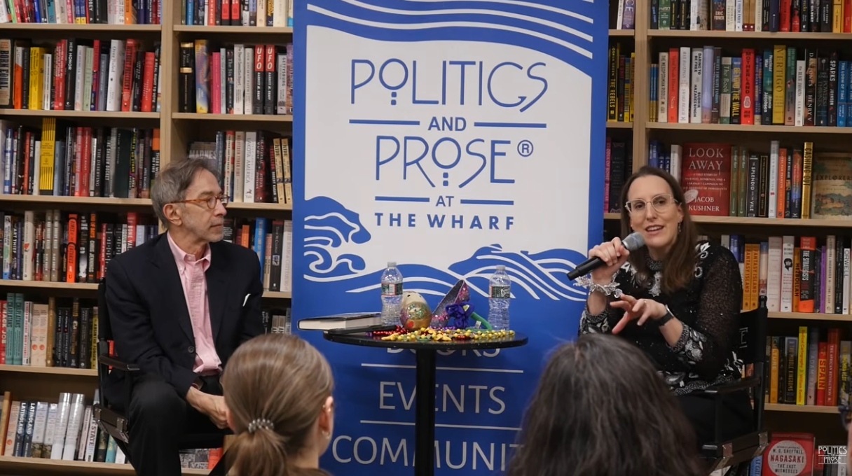 Ashley Rose Young and moderator Corby Kummer at Politics & Prose at the Wharf